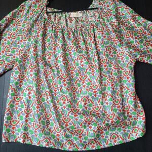 Tory Burch Size 14 Legacy Paisley Printed Floral Silk Blouse Top Balloon Long Sl